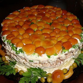 Salade de clairière de la forêt aux champignons au miel: recettes de cuisine