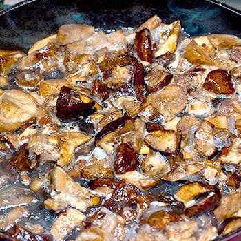 Recettes de champignons blancs frits avec oignons