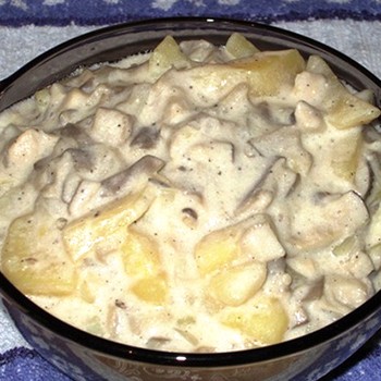 Pommes de terre aux champignons cuites au four